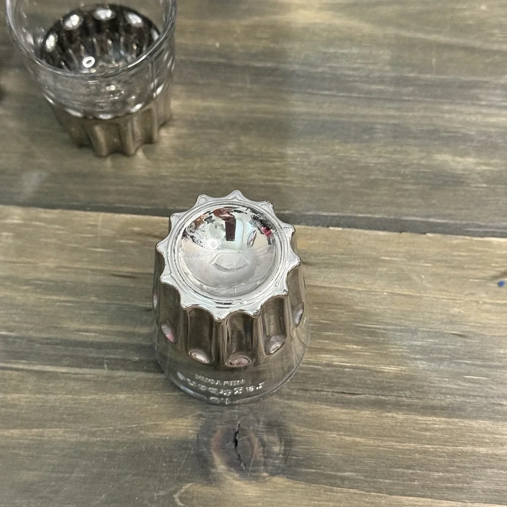 RAG &‎ BONE NEW YORK GLASS GUN METAL PLATED SHOT GLASSES - 1.5 Oz -SET OF 3